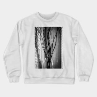 Black and White Bathroom Photography - Reeds in a Vase Crewneck Sweatshirt